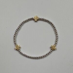 enewton signature cross sterling mixed metal pattern 3mm bead bracelet- gold